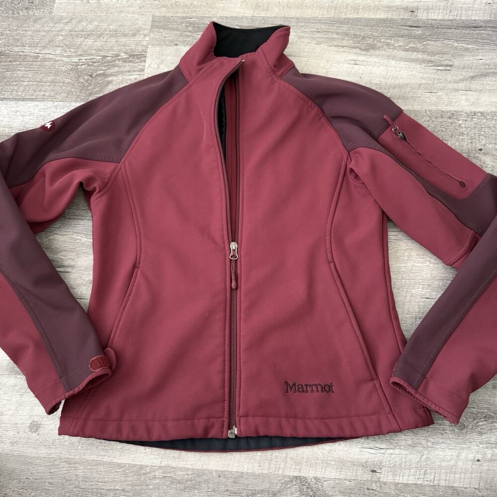 Marmot Gravity Softshell Jacket Women Medium Wine Two Tone Full Zip Fleece Lined